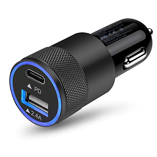 Car Charger Adapter Fast Charging Type C for iPhone 14 13 12 11 Mini/Pro Max XR XS X Samsung Galaxy S10 S20 A12 A50,Quick Charger+PD3.0 30w Dual USB C Car Cigarette Lighter Charger Cargador para Carro