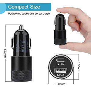 Car Charger Adapter Fast Charging Type C for iPhone 14 13 12 11 Mini/Pro Max XR XS X Samsung Galaxy S10 S20 A12 A50,Quick Charger+PD3.0 30w Dual USB C Car Cigarette Lighter Charger Cargador para Carro