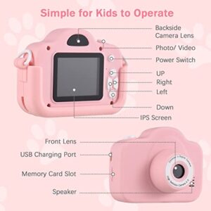 Andoer Mini Cartoon Kids Digital Camera 1080P Digital Video Camera for Kids Dual Lens 2.0Inch IPS Screen 4X Zoom Built-in Battery Cute Photo Frames Interesting Games with Strap Birthday