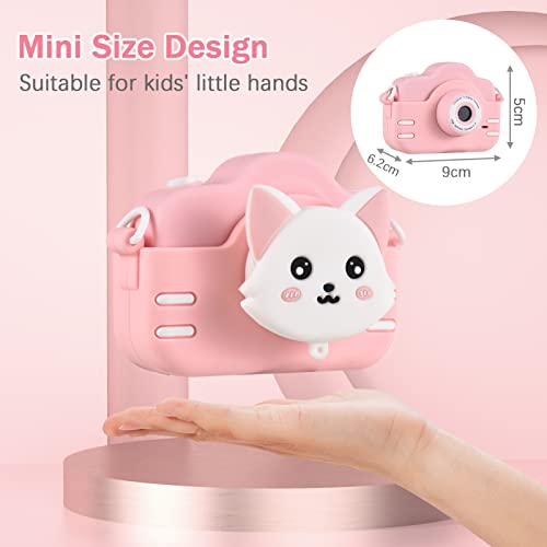 Andoer Mini Cartoon Kids Digital Camera 1080P Digital Video Camera for Kids Dual Lens 2.0Inch IPS Screen 4X Zoom Built-in Battery Cute Photo Frames Interesting Games with Strap Birthday