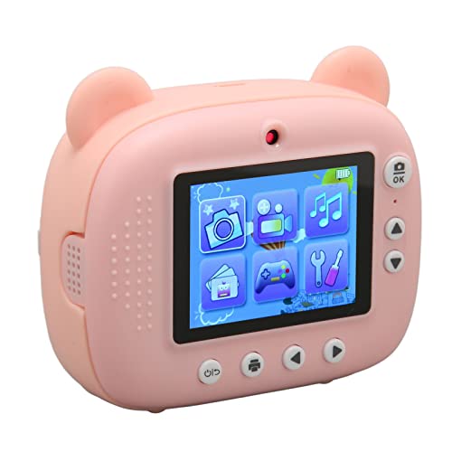 Children HD Camera, Music Playback Kids Camera Auto Focus 1050mah Battery Cute for Gifts (Pink)