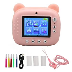 Children HD Camera, Music Playback Kids Camera Auto Focus 1050mah Battery Cute for Gifts (Pink)