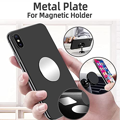 SALEX Phone Metal Plates for Magnetic Car Mount, Wall, Phone Holder. Replacement Set of 16 Silver Round Iron Discs Without Holes. 3M Adhesive Thin Steel Cell Phone Case Back Magnet Stickers 16 Pack.