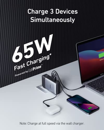 Anker 733 Power Bank (GaNPrime PowerCore 65W), 2-in-1 Hybrid Charger, 10,000mAh 30W USB-C Portable Charger with 65W Wall Charger, Works for iPhone 14/13, Samsung, Pixel, MacBook, Dell, and More