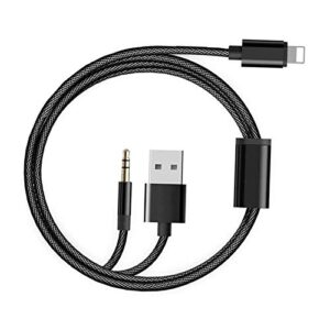 [upgraded ] 2 in 1 audio charging cable compatible with iphone/ipad,3.5mm aux cord audio jack works with car stereo speaker headphone car charger compatible with iphone13/ 13 pro/12/11/xs/xr/8/7/se