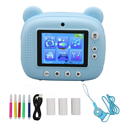 Children HD Camera, Music Playback Kids Camera Auto Focus 1050mah Battery Cute for Gifts (Blue)