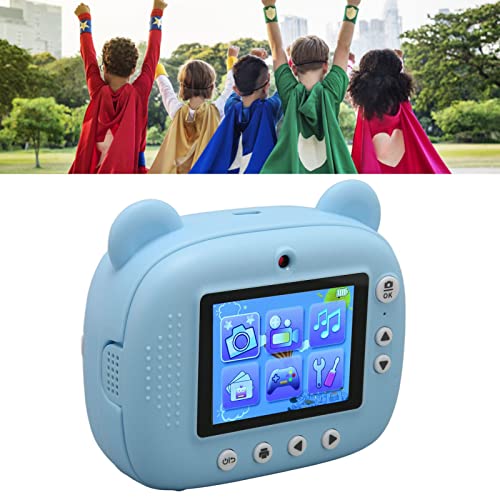 Children HD Camera, Music Playback Kids Camera Auto Focus 1050mah Battery Cute for Gifts (Blue)