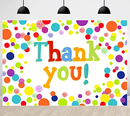 Thank You Backdrops Colorful Dots Photography Background Thanks for Employees Doctors Nurses Teachers First Responders Support Decorations Photo Party Supplies Banner 5X3ft