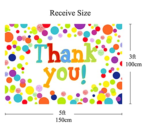 Thank You Backdrops Colorful Dots Photography Background Thanks for Employees Doctors Nurses Teachers First Responders Support Decorations Photo Party Supplies Banner 5X3ft