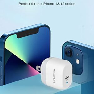 USB C Wall Charger, PowerLot PD 20W Fast Charger Block for iPhone 14, iPhone 13,12 Series, Foldable GaN II 20W USB C Power Adapter Compact USB C Charger for iPad Pro, AirPods Pro, iWatch 8/7/SE