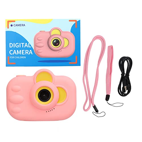 Digital Video Kids Camera Portable 12MP External Silicone Design Kids Camera Dual Front Rear Lens Children Outdoor (Pink)