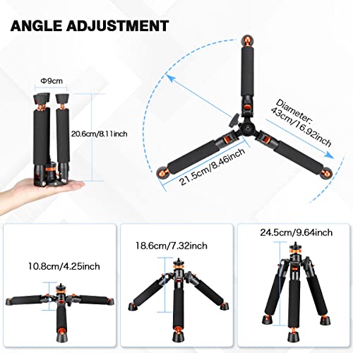 Koolehaoda Camera Aluminum Monopod with Metal Tripod Base.6 Sections 46-177cm/18-69inch Adjustable, Leg Diameter Φ28mm,up to 6kg /13lbs