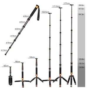 Koolehaoda Camera Aluminum Monopod with Metal Tripod Base.6 Sections 46-177cm/18-69inch Adjustable, Leg Diameter Φ28mm,up to 6kg /13lbs