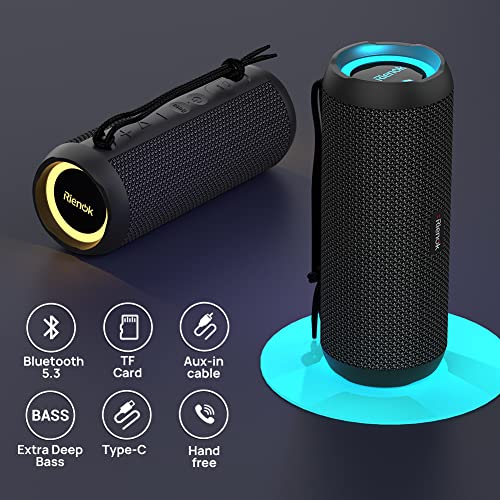 RIENOK Portable Bluetooth Speaker 30W Dual Pairing True Wireless Stereo HD Sound IPX7 Waterproof Outdoor Sport Shower Wireless Speaker Bluetooth 5.3 for Home Party