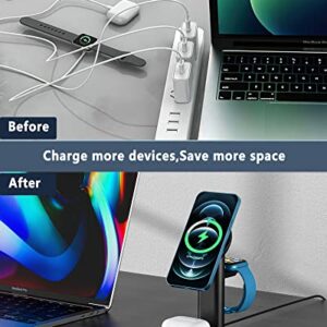 3 in 1 Magnetic Wireless Charger, Aluminum Alloy 15W Fast Wireless Charging Station for iPhone 13/12,Pro,Pro Max,Mini, MagSafe Charger Stand Dock for Apple AirPods 3/2/Pro, Apple Watch 7/SE/6/5/4/3/2