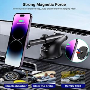 9XX Magnetic Wireless Car Charger for iPhone 14 13 12 Pro Max Mini Samsung w/MagSafe Style Cases - 15W Fast Charge, 360° Rotation, Military-Grade Suction Mount - Ultimate Magsafe Car Mount Charger