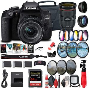 canon eos rebel 800d / t7i dslr camera with 18-55 4-5.6 is stm lens (1895c002) + canon ef 24-70mm lens + 64gb memory card + color filter kit + case + corel photo software + more (renewed)
