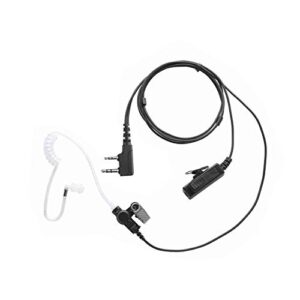 yolipar 2-pin 2-wire baofeng uv-5r earpiece surveillance kit compatible with btech, retevis rt21 rt22, kenwood, arcshell ar-5 walkie talkie radio with big ptt mic tansparent acoustic tube headset