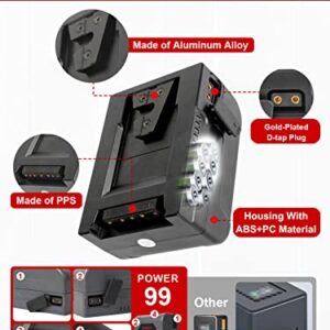 Moman V Mount Battery, Mini V-Lock Mount Power 99Wh 15A Up to 200W Draw with Dual D-Tap & USB Outputs for BMPCC 4k 6k Camcorders Cameras LED Lights, V-Mount-Battery-Dtap-Mini