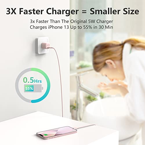 USB C Wall Charger - 20w USB-C Power Adapter Type C Charging Block Fast Charging Brick Wall Plug Compatible for iPhone 13/13 Mini/13 Pro/13 Pro Max/12/11, Galaxy, Pixel, iPad, and More (Pink)