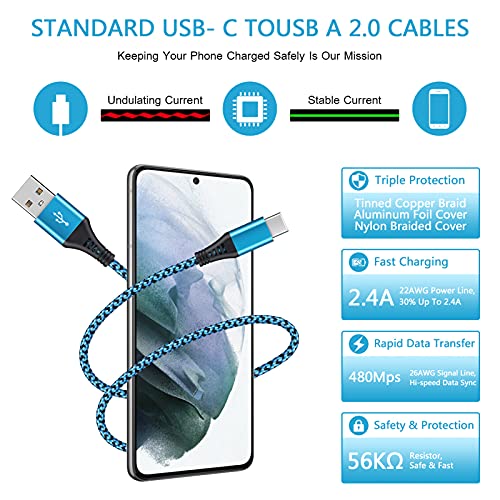 Type C Charger Fast Charging Android USB C Phone Charger Cord 2Pack 6ft for Moto G Power 2022 2021/G Pure/G Stylus 5G 2022/G Play/G Fast/G9 Plus/G8 Power/G7 Play/Z4/Z3, Motorola One 5G UW/Edge 5G UW