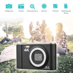 Andoer Portable Digital Camera 48MP 4K 2.8-inch IPS Screen 16X Zoom Self-Timer 128GB Extended Memory Face Detection Anti-Shaking with 2pcs Batteries 32GB Memory Card Hand Strap Carry Pouch