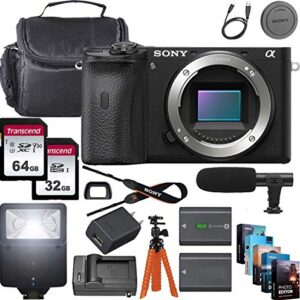 Sony Alpha a6600 Mirrorless Digital Camera 24.2MP 4K (Body Only) + 64GB & 32GB Memory Cards, Sturdy Equipment Carrying Case, Spider Tripod, Camera Flash, Software Kit and More