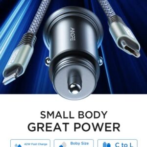 AINOPE 54W for iPhone Car Charger Fast Charging【Apple MFi Certified】 Car Charger iPhone,Cigarette Lighter USB Charger,Mini USB C Car Charger Adapter PD3.0&QC3.0 for iPhone 14 Pro Max/14 Plus/13/12