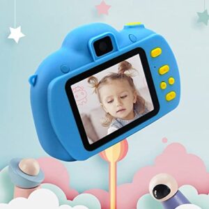 Kids Selfie Digital Camera, Toy Birthday Gift Front And Rear 1080P Anti-Fall 2.0-inch Cartoon Dual Head Camera Children's Photo Digital Camera HD