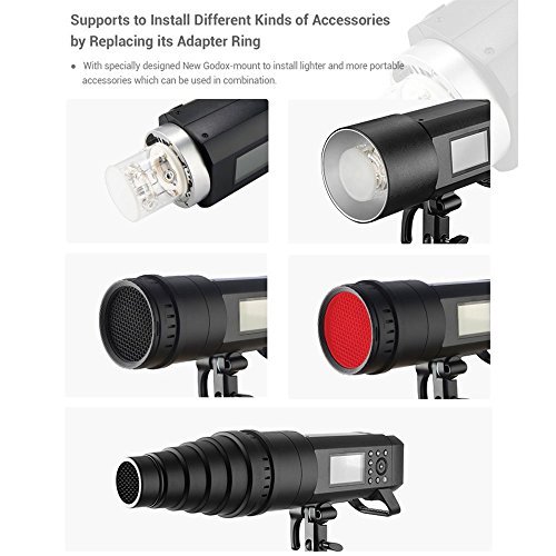 Godox Flash Strobe AD400 Pro AD400Pro All-in-One Outdoor Studio Monolight 400W Photographic Lighting for Canon Sony Nikon Fuji Olympus Panasonic Camera TTL 2.4G HSS GN72-30W LED Modeling Lamp