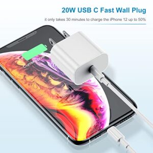 iPhone 14 13 12 Charger Fast Charging, 20W Apple Fast Charger Block with USB C to Lightning Cable 6ft, Type C Wall Plug with Cord Apple Chargers for iPhone 14 13 12 11 XS Pro Max Plus iPad (2-Pack)