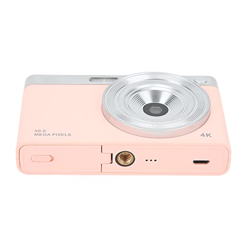 Tgoon Digital Camera, Portable Camera ABS Metal 50MP Pixels LED Fill Light 2.88in IPS HD Screen for Video Recording(Pink)