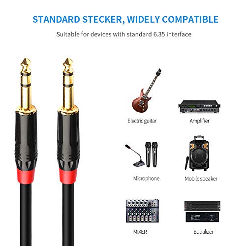 DISINO 1/4 inch TRS Cable, Heavy Duty 6.35mm Male to Male Stereo Jack Balanced Audio Path Cord Interconnect Cable - 10 feet/3 Meters