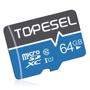 topesel 64gb micro sd card sdxc memory cards uhs-i tf card class 10 for camera/phone/galaxy/drone/dash cam/gopro/tablet/pc/computer(c10 u1 64gb)