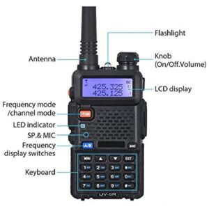 Baofeng UV-5R Two Way Radio Dual Band 144-148/420-450Mhz Walkie Talkie 1800mAh Li-ion Battery(Black)