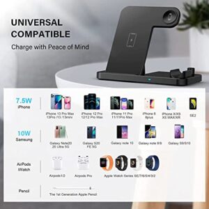 Wireless Charger, 4 in 1 Fast Wireless Charging Station for iPhone 14 13 12 11/ Pro/XS/XR/X/SE/8/8 Plus,18W Fast Charging Dock Stand Compatible with iWatch S7/S6/5/4/3/2/AirPods 1/2/Pro&Apple Pencil 1