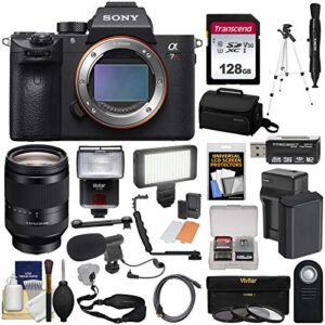 sony alpha a7r iii 4k wi-fi digital camera body with fe 24-240mm lens + 128gb + battery & charger + case + tripod + filters + flash + led + mic + kit