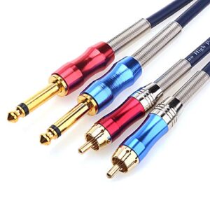 disino dual 1/4 inch ts to dual rca stereo audio interconnect cable patch cable cords -3.3 ft