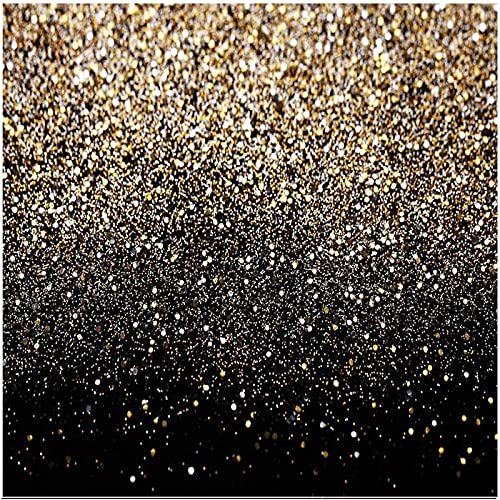 CYLYH 8X8ft Black and Gold Backdrop Glitter Backdrop Golden Spots Backdrop Vintage Background Graduation Prom Wedding Glitter Dot Party Decor D417