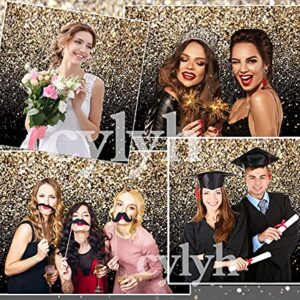 CYLYH 8X8ft Black and Gold Backdrop Glitter Backdrop Golden Spots Backdrop Vintage Background Graduation Prom Wedding Glitter Dot Party Decor D417