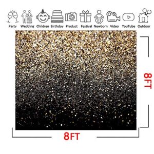 CYLYH 8X8ft Black and Gold Backdrop Glitter Backdrop Golden Spots Backdrop Vintage Background Graduation Prom Wedding Glitter Dot Party Decor D417