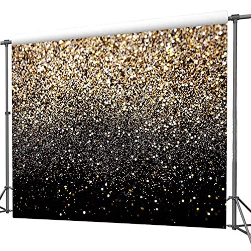 CYLYH 8X8ft Black and Gold Backdrop Glitter Backdrop Golden Spots Backdrop Vintage Background Graduation Prom Wedding Glitter Dot Party Decor D417