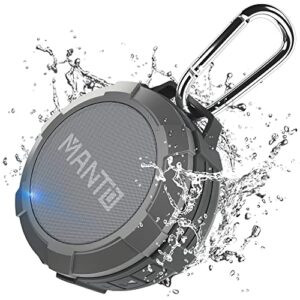 manto bluetooth speaker, cuckoo portable bluetooth shower speaker, ipx5 waterproof wireless speaker, stereo sound, support sd card for home, party, travel, outdoor sports, hiking, camping, cycling