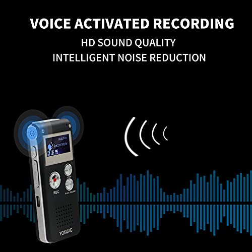 YOXIJAC Digital Voice Recorders Voice Activated Recorder for Meeting Lecture 8GB Audio Recorder Recording Device A-B Repeat Portable Tape Recorder with MP3 Microphone (8GB)