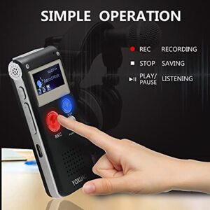 YOXIJAC Digital Voice Recorders Voice Activated Recorder for Meeting Lecture 8GB Audio Recorder Recording Device A-B Repeat Portable Tape Recorder with MP3 Microphone (8GB)