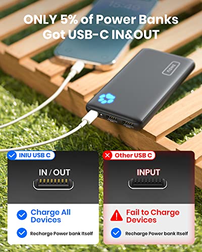 INIU [2 Pack] Portable Charger, Slimmest & Lightest USB C 10000mAh Power Bank, Triple 3A High-Speed Phone Battery Pack Compatible with iPhone 14 13 12 11 Pro X Samsung S22 S21 Google LG iPad Tablet.