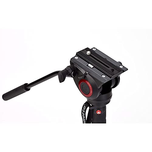 Manfrotto Video Monopod XPRO+, Camera and Video Support Rod with Video Head, 4-Section in Aluminium with Fluid Base, Photography Accessories for Content Creation, Video, Vlogging