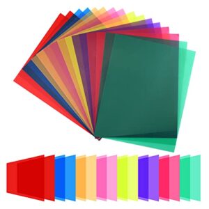 bokingone 16 pcs color correction gel filter for lighting – transparent colored overlays lighting gel plastic sheets for photograph, flash light, reading, 8.6 × 11 inches, 8 colors