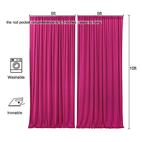 10x10 Fuchsia Backdrop Curtain for Parties Birthday Party Wrinkle Free Hot Pink Photo Curtains Backdrop Drapes Fabric Decoration for Wedding 5ft x 10ft,2 Panels