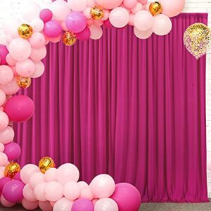 10×10 fuchsia backdrop curtain for parties birthday party wrinkle free hot pink photo curtains backdrop drapes fabric decoration for wedding 5ft x 10ft,2 panels